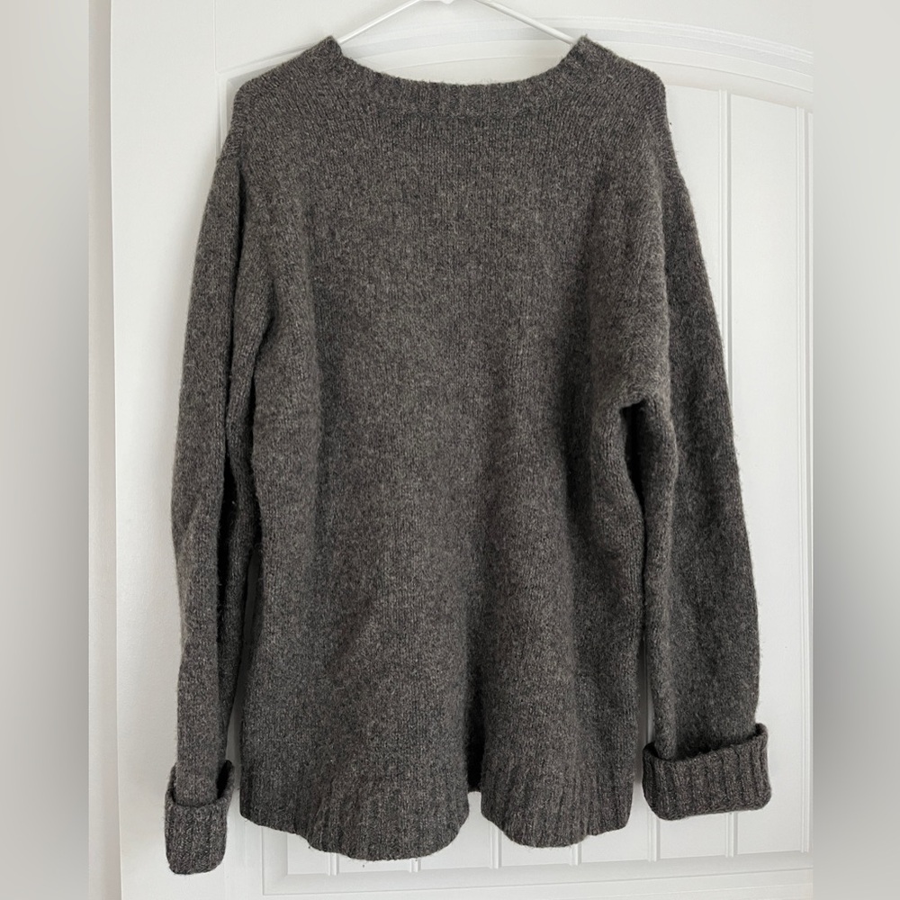 L.L. Bean Men's Classic Ragg Wool Crewneck Sweater, Charcoal - Picture 2 of 5
